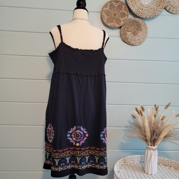 Johnny Was Los Angeles Black Embroidered Sundress Medium - Picture 5 of 6